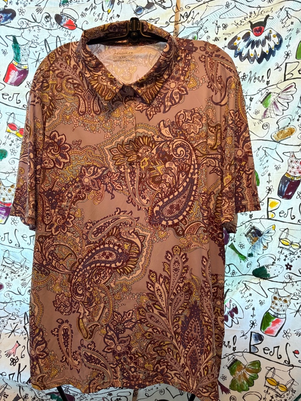 Ace Golf Plus size paisley polo
